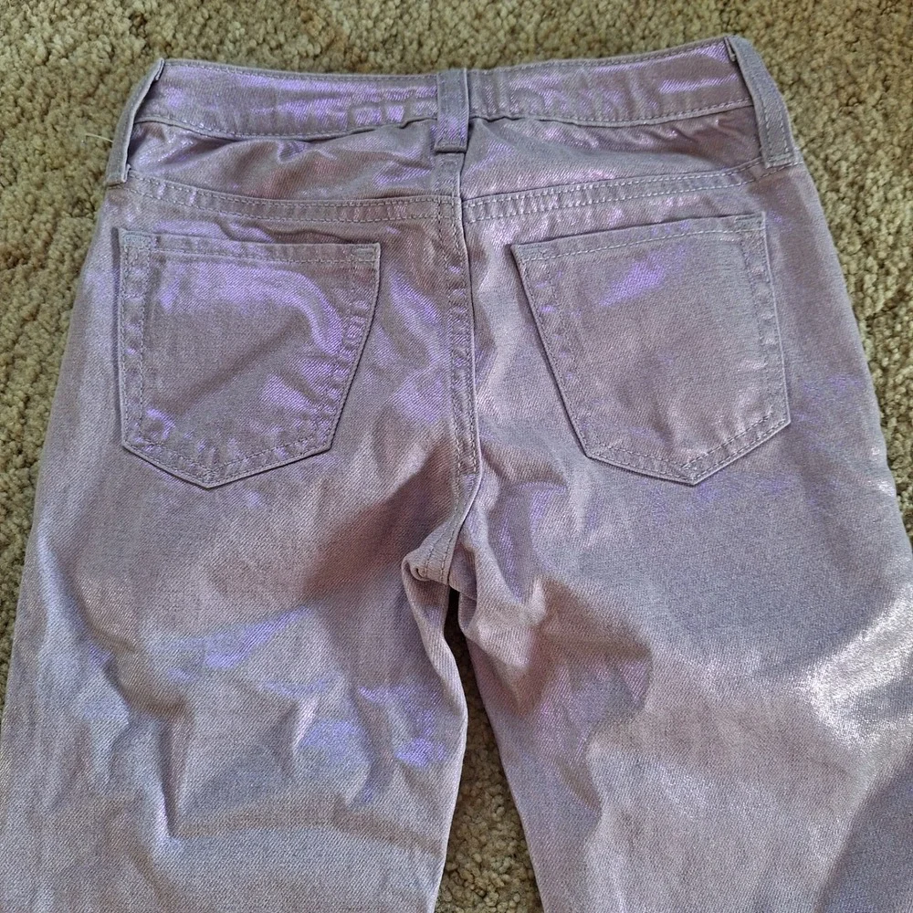 Gap Girlfriend Jeans Purple Sparkle Glitter Metallic Shimmer Pants Girls 8